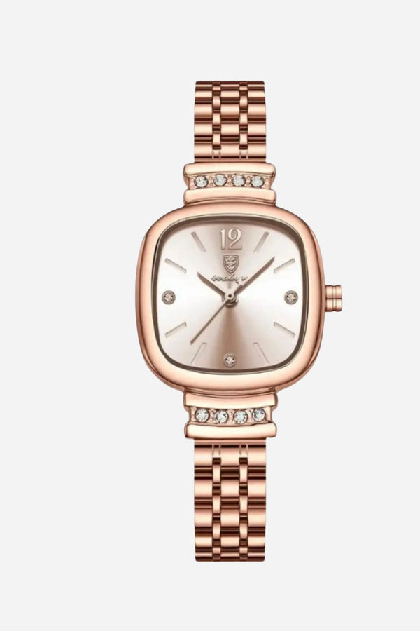 Katharina – Roségoldene Uhr mit klarem Zifferblatt.