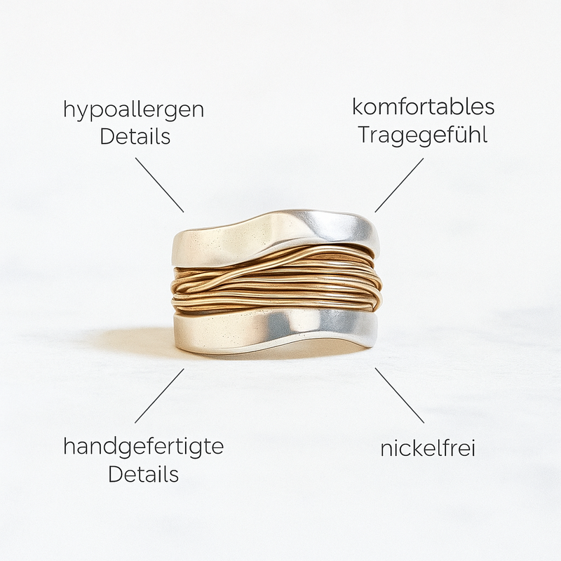 Maria - Silberring mit Goldfäden