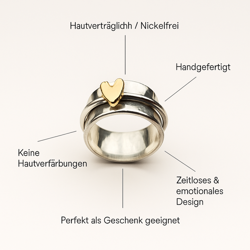 Silberring mit Vintage-Goldherz