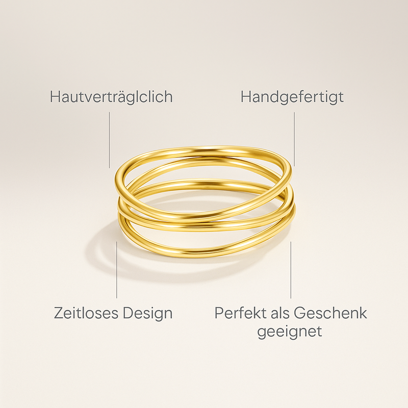 Valerie – Goldring mit ineinanderlaufenden Linien.