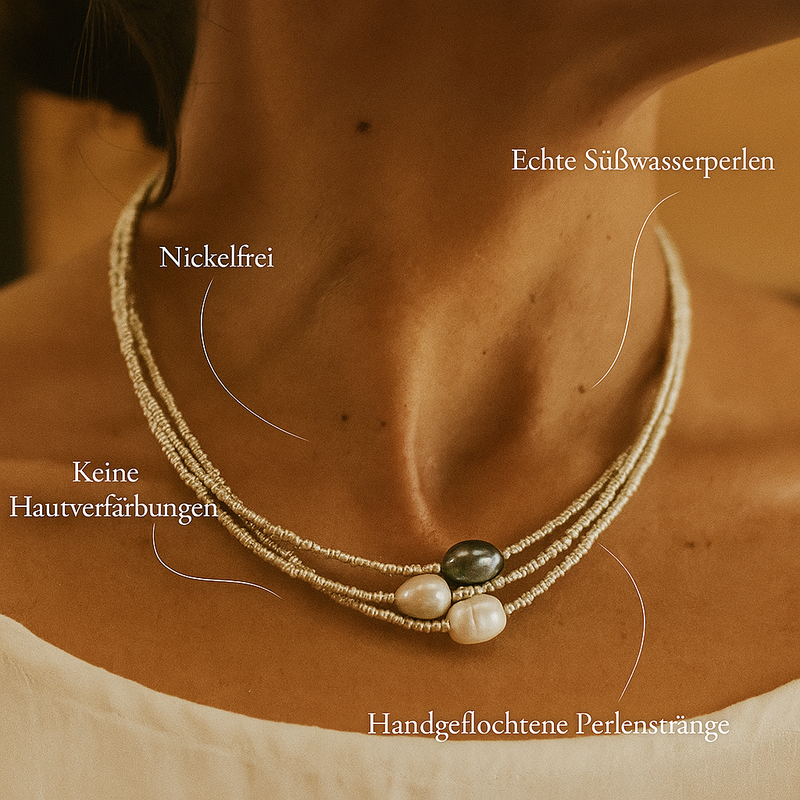 Helene – Eine feine, mehrreihige Perlenkette mit harmonischen Naturtönen.