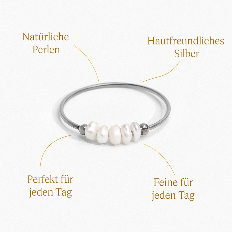 Silberring mit klassischen Süßwasserperlen