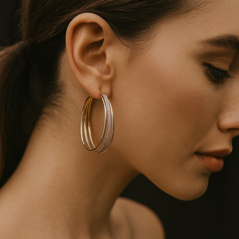 Lia - Goldene Retro-Hoops Ohrringe