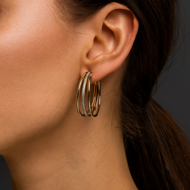 Lia - Goldene Retro-Hoops Ohrringe