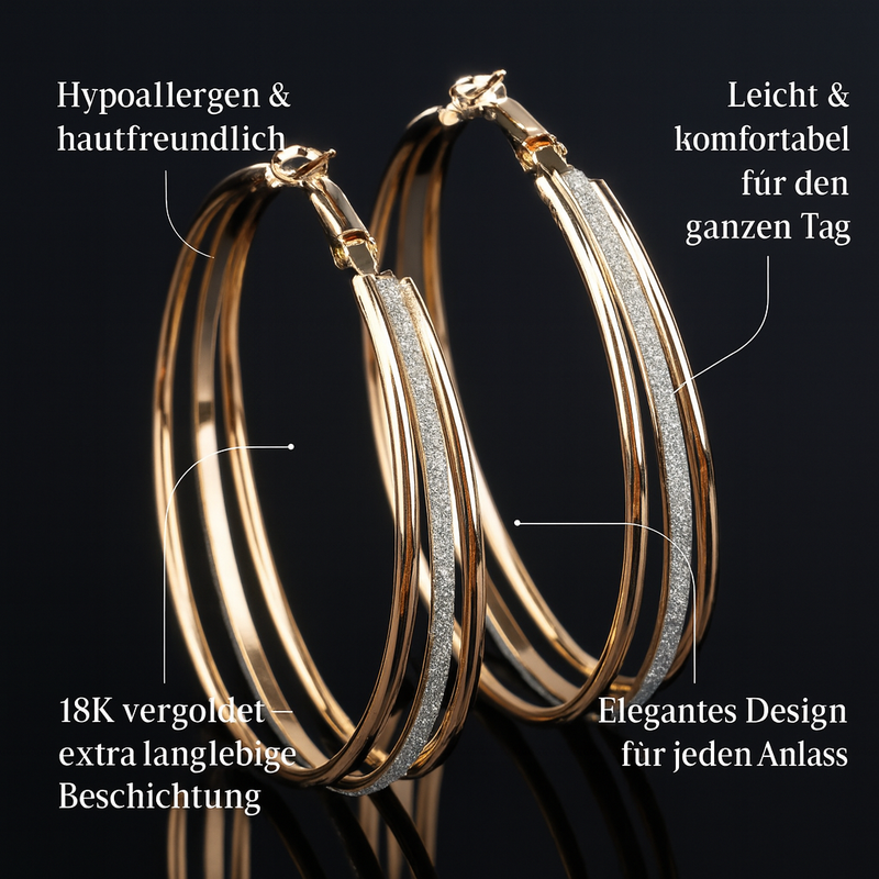 Lia - Goldene Retro-Hoops Ohrringe