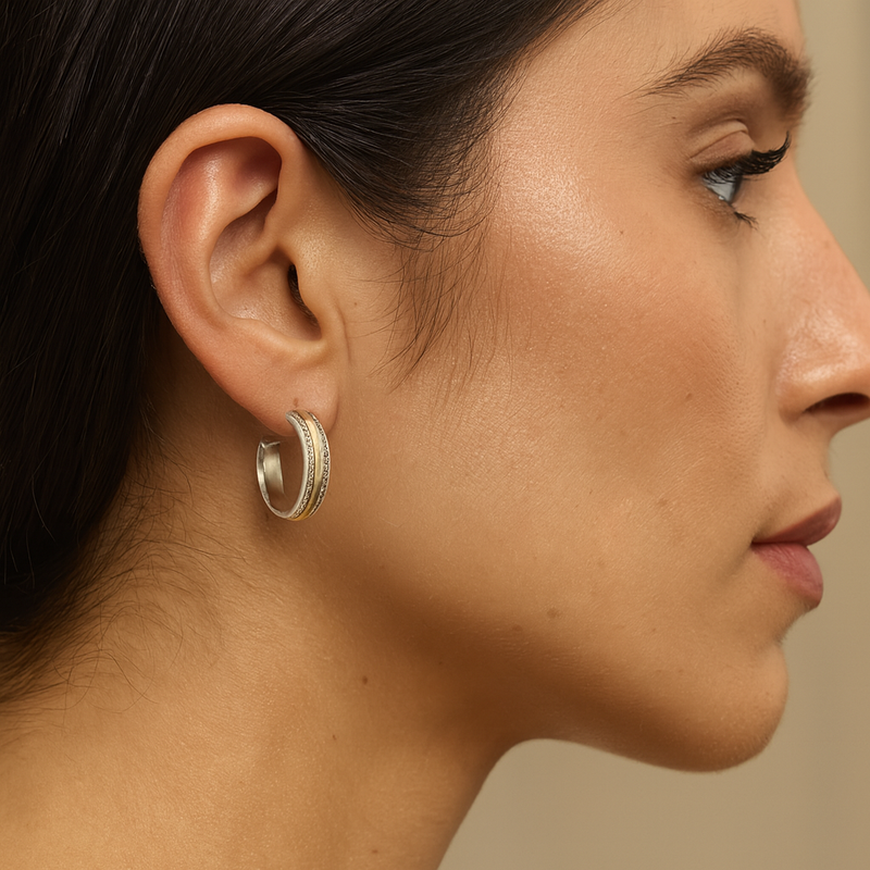 Mia - Vintage Goldene Linie Silber Ohrringe