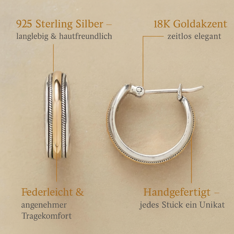 Mia - Vintage Goldene Linie Silber Ohrringe