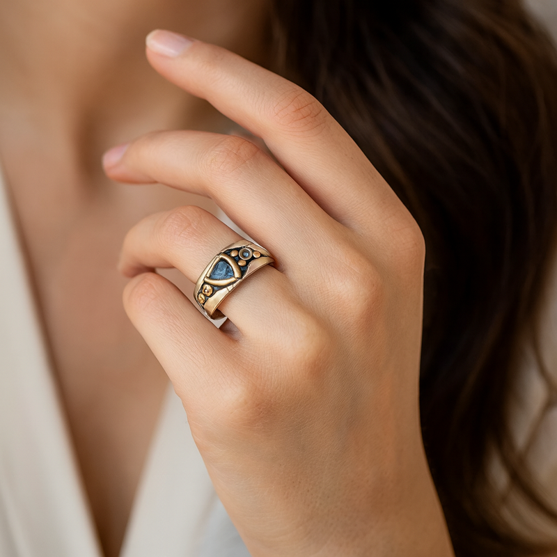 Leonie - Vintage Blauer Kristallring