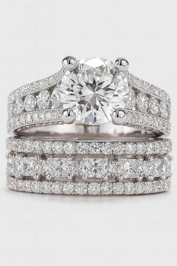 Charlotte – Breiter Diamantring mit funkelnder Oberfläche.