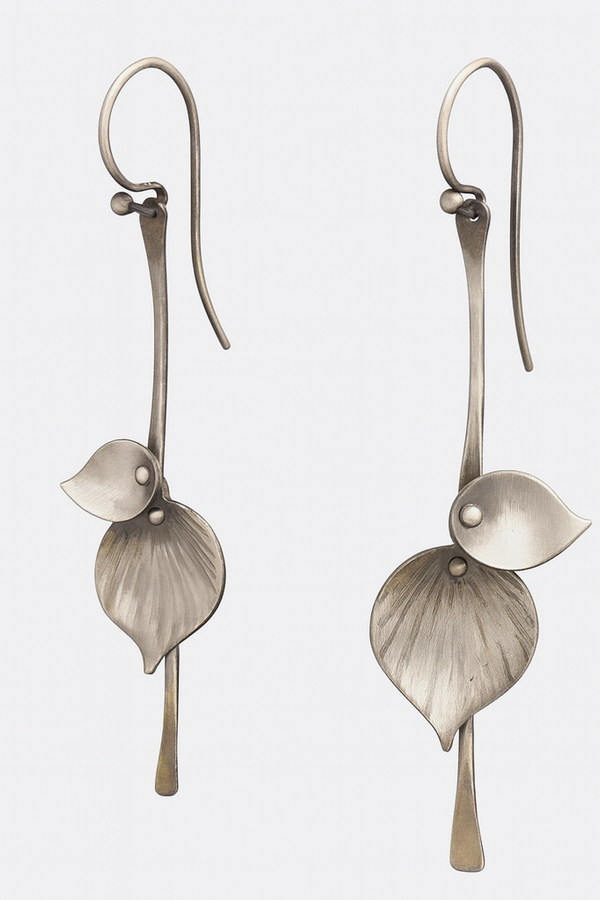 Karin - Silberne Blatt Vintage Ohrringe