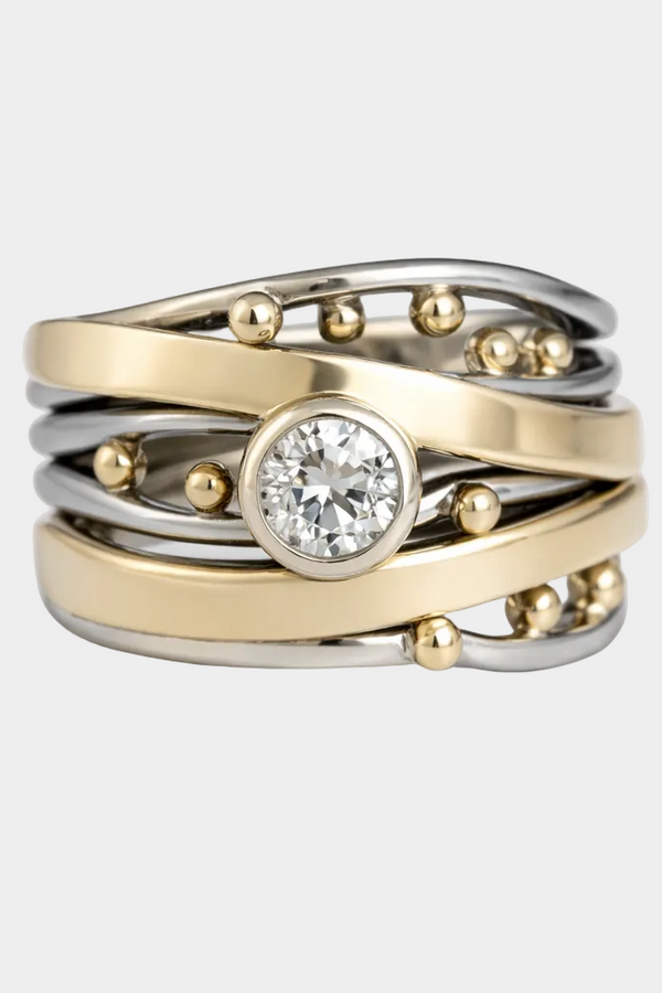 Stefanie - Vintage Gold Inlaid Zirconia Ring