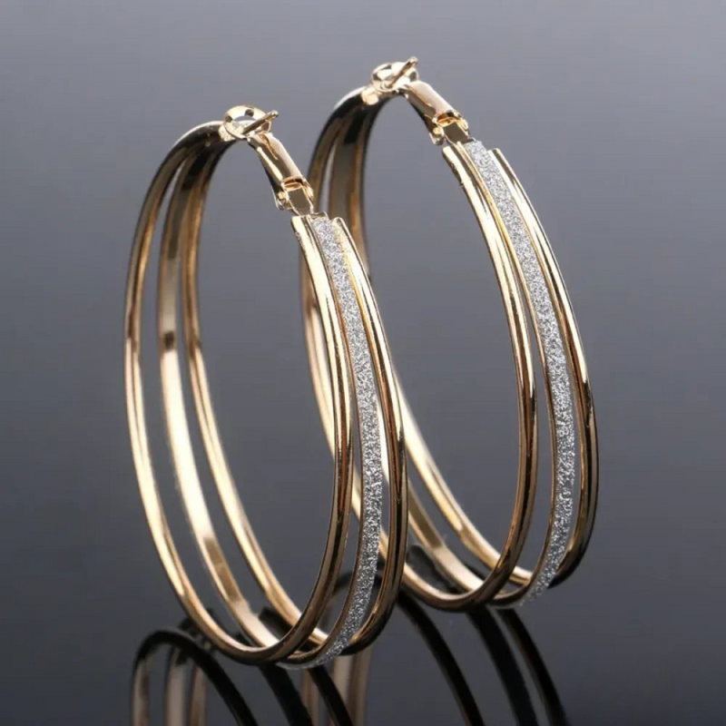 Lia - Goldene Retro-Hoops Ohrringe