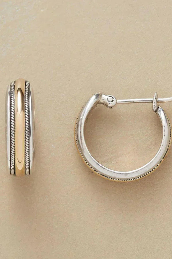 Mia - Vintage Goldene Linie Silber Ohrringe