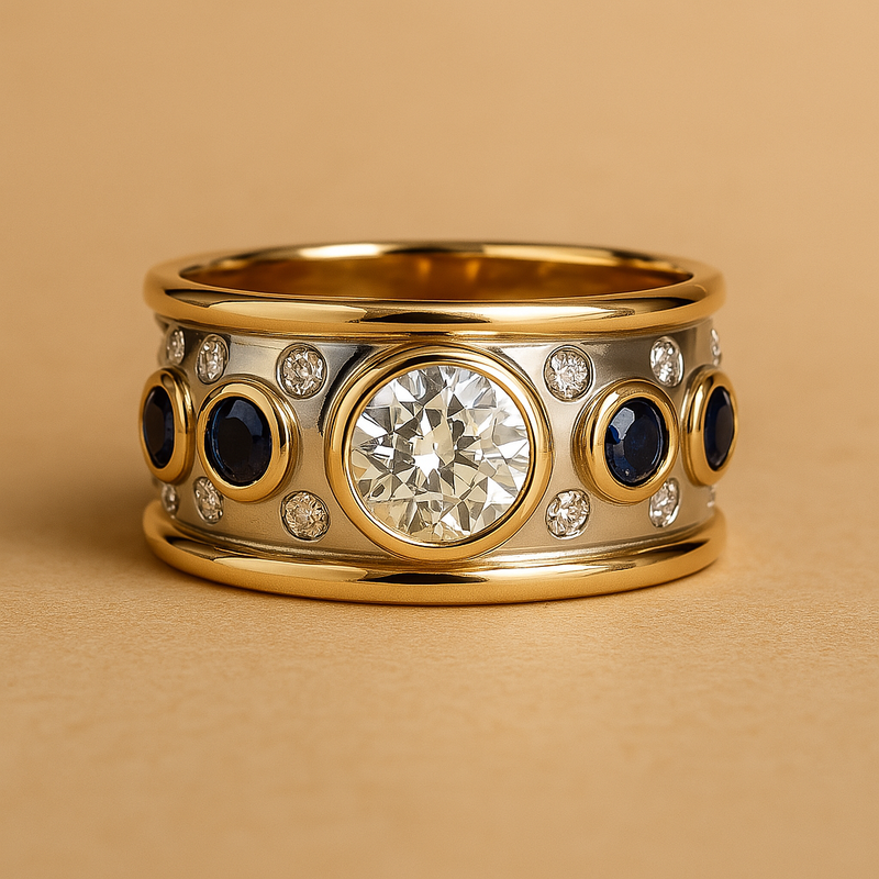 Barbara - Vintage-Gold-inlay Zirconia-Ring