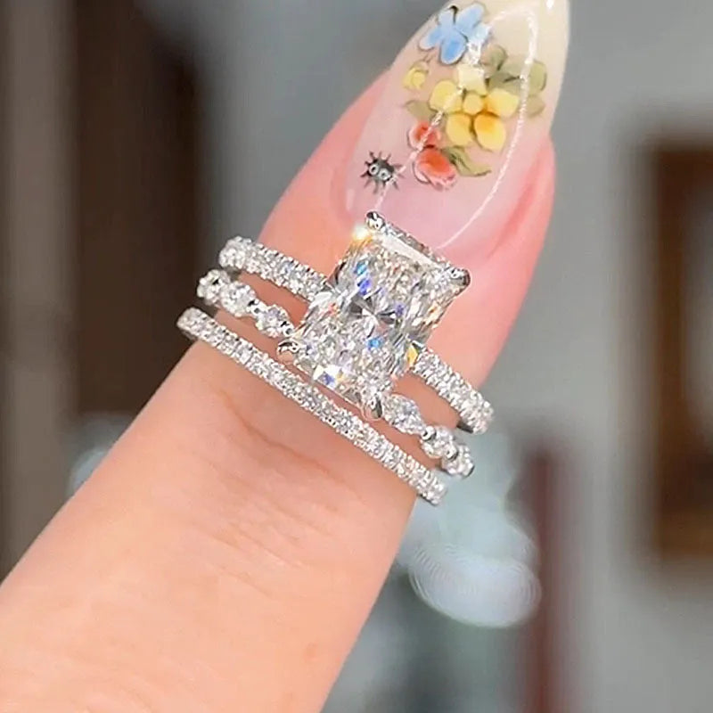 Jaily 3-teiliges Hochzeitsring-Set