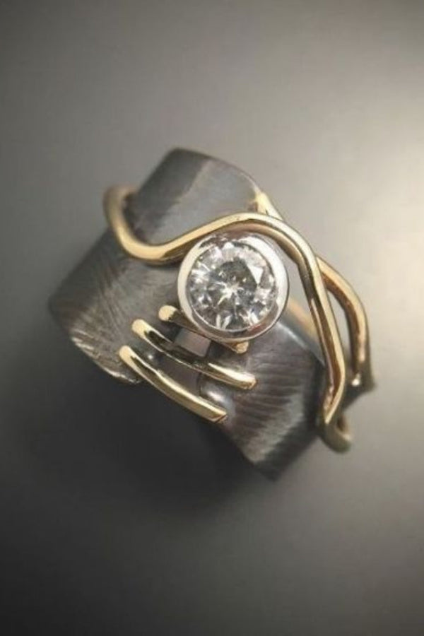 Laura - Vintage Dunkel Silber Zirkonia Ring