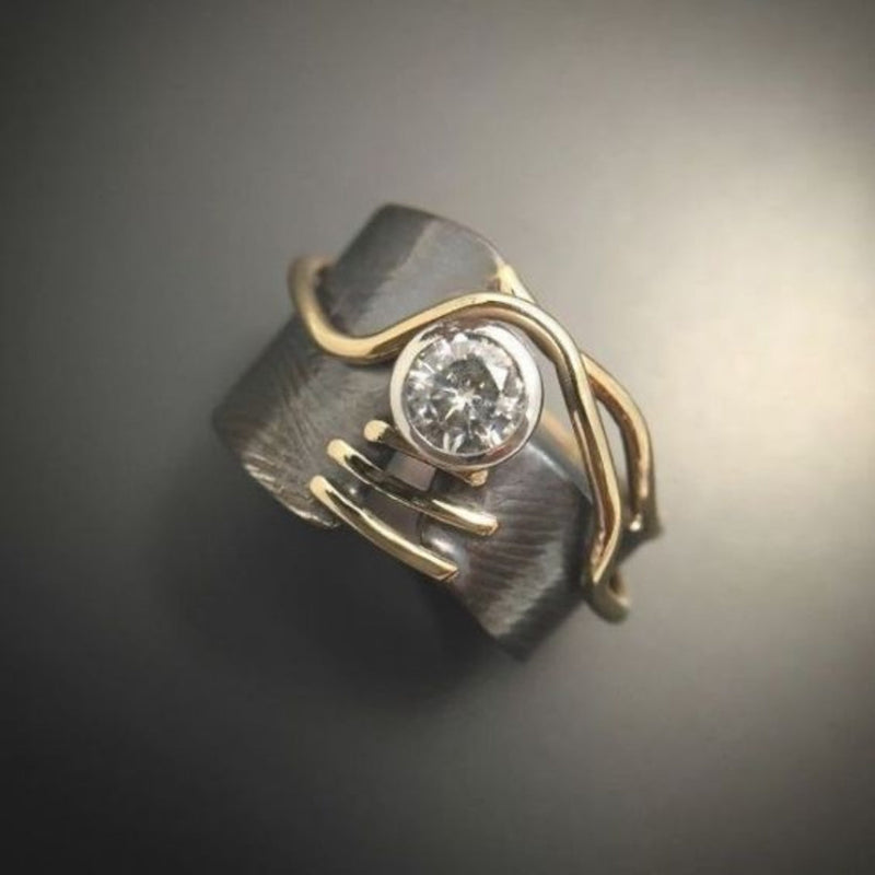 Laura - Vintage Dunkel Silber Zirkonia Ring