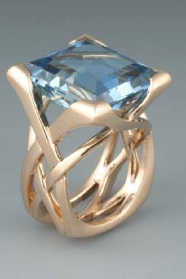Elisabeth - Vintage Rose Gold Blau Zirkonia Ring