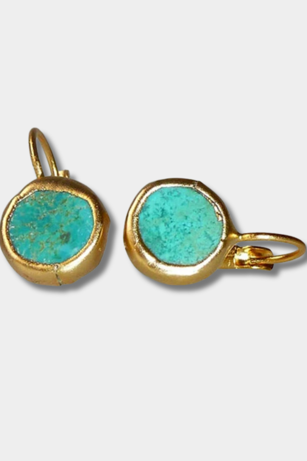 Eva - Goldene Ohrringe mit Türkisstein