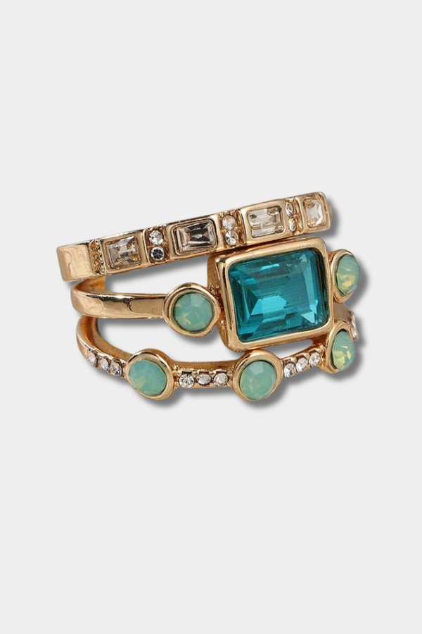 Herta - Vintage Blau Kristall Ring Set