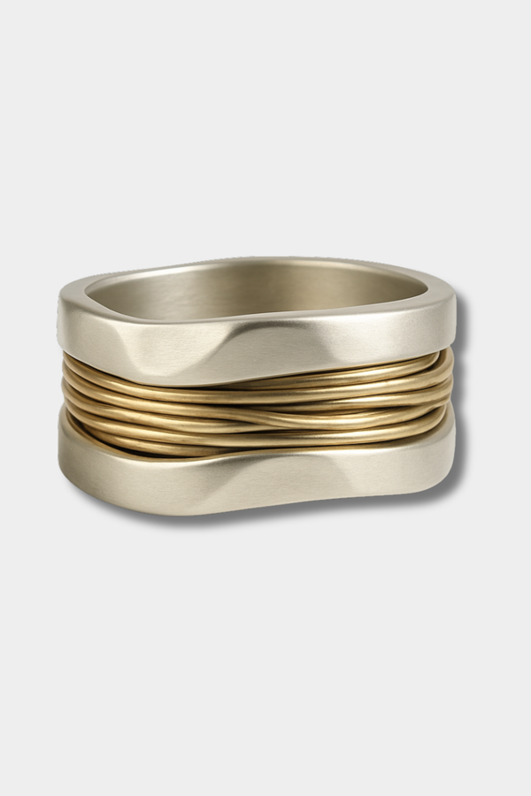 Maria - Silberring mit Goldfäden