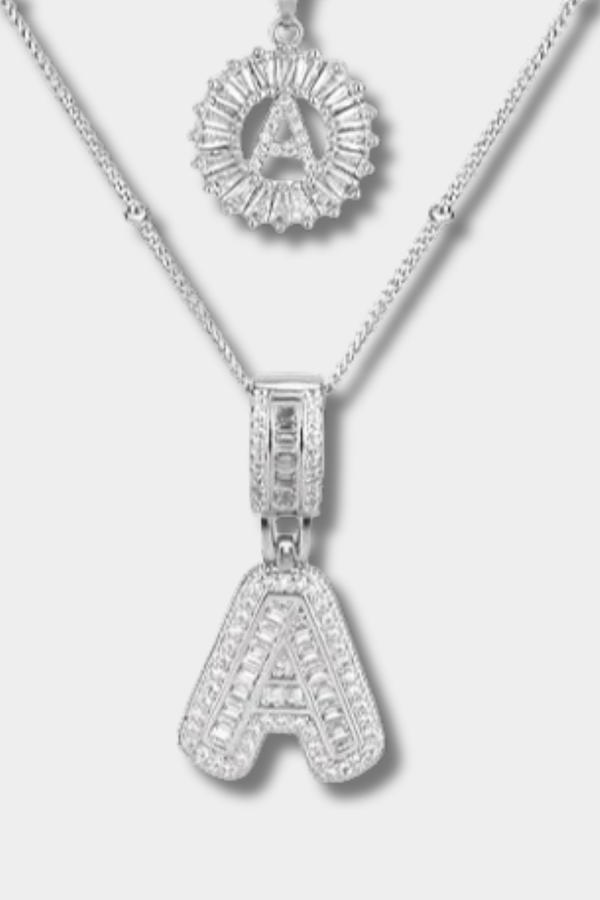 Moissanit Buchstaben Initialen Halskette Set