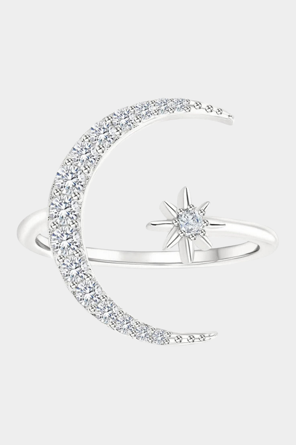 Mond- und Sternring aus Silber