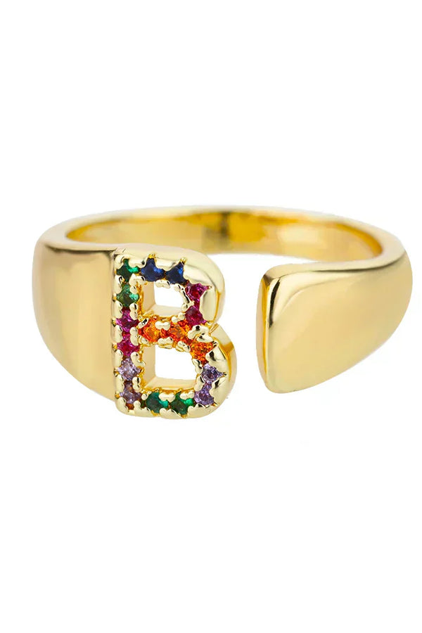 B - Gold Edelstahl Initialring