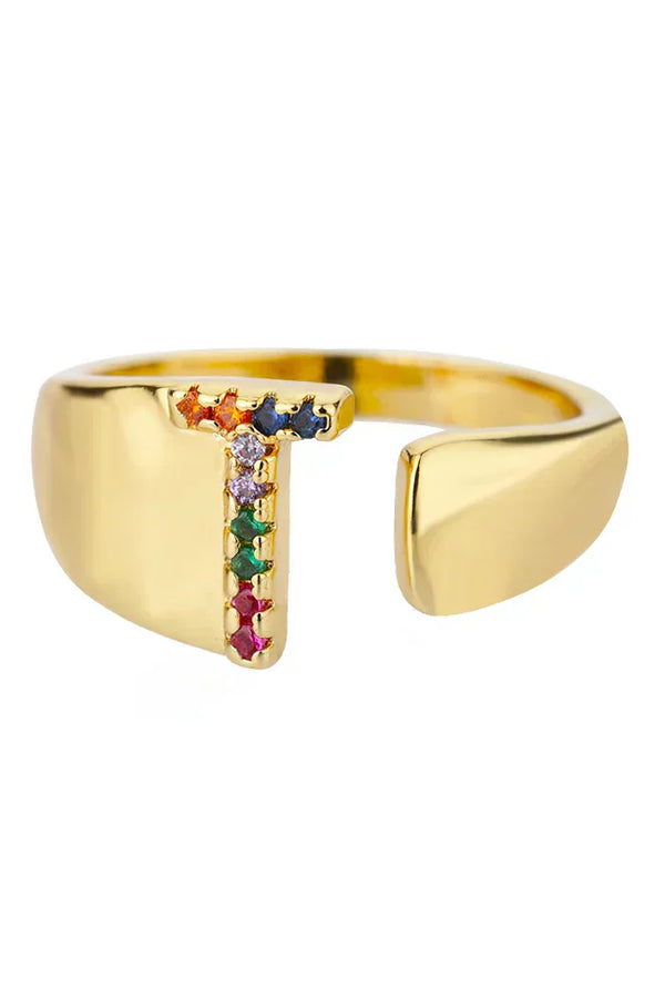 T - Gold Edelstahl Initialring