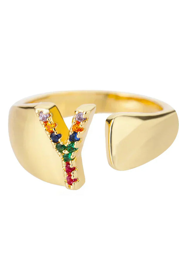 Y - Gold Edelstahl Initialring