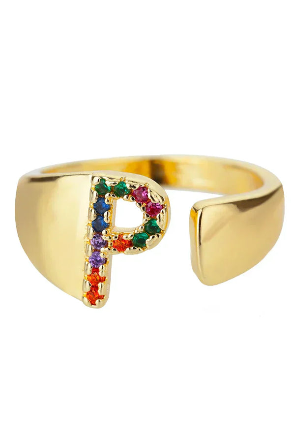 P - Gold Edelstahl Initialring