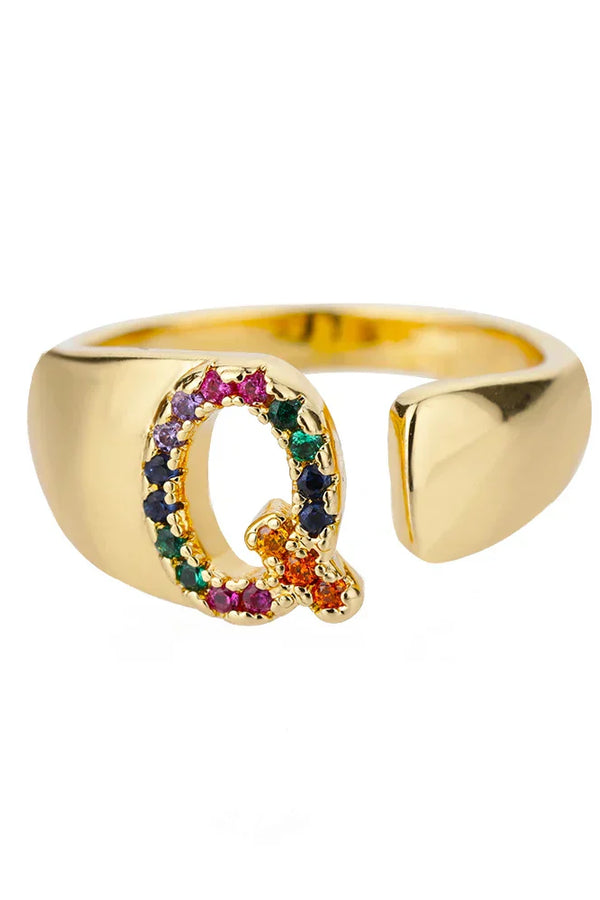 Q - Gold Edelstahl Initialring