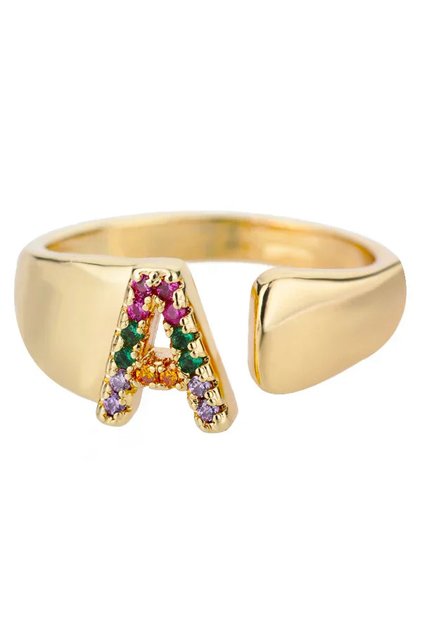 A - Gold Edelstahl Initialring