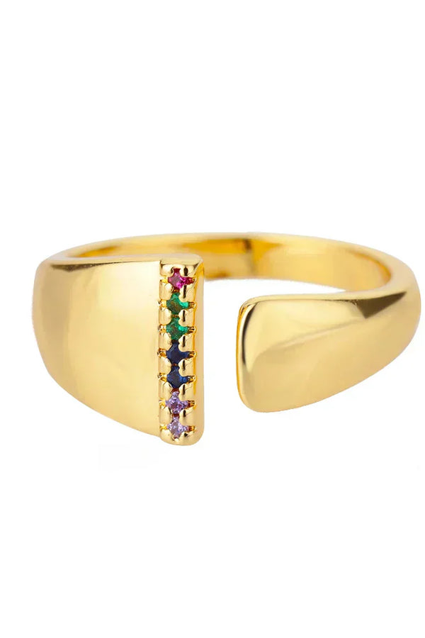 I - Gold Edelstahl Initialring