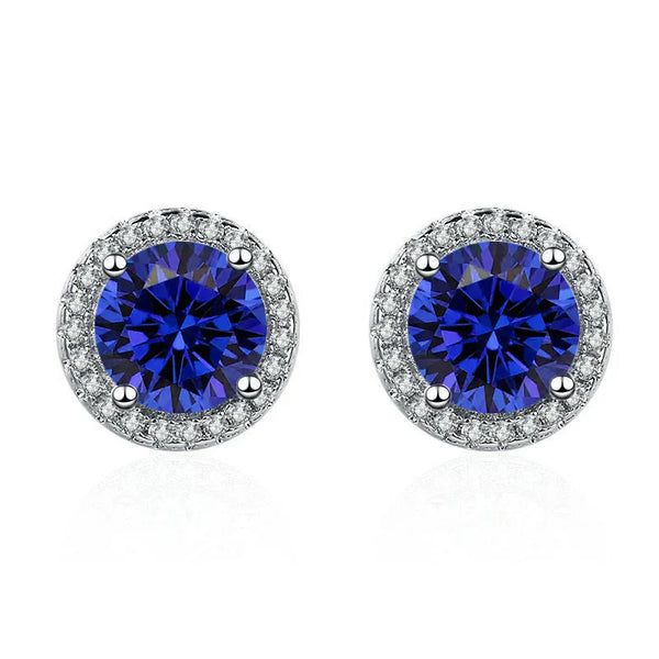 Sophie – Ohrstecker mit runden Saphiren.