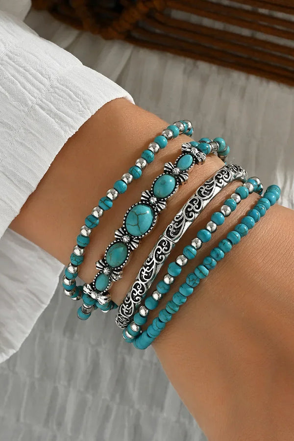 Caroline - Bohemian Türkis Perlenarmband Set