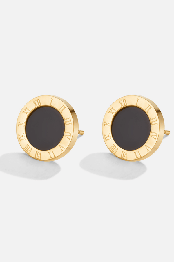 Selina – Runde Ohrstecker mit schwarzer Mitte.