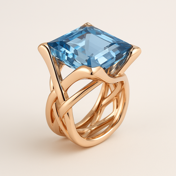 Elisabeth - Vintage Rose Gold Blau Zirkonia Ring