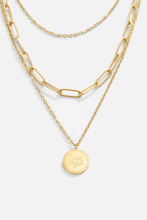 Elfriede – Zweilagige Halskette mit Münz-Detail.