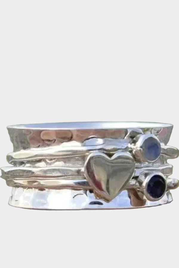 Eleganter Rotierender Herz Silberring