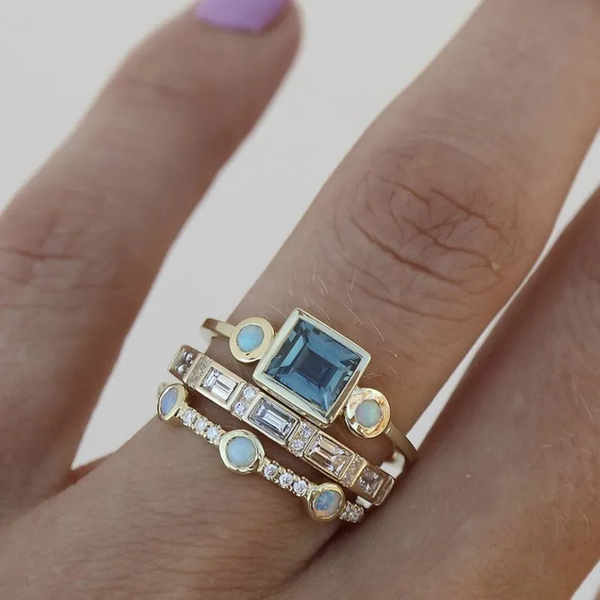 Herta - Vintage Blau Kristall Ring Set
