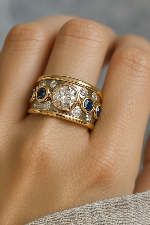 Barbara - Vintage-Gold-inlay Zirconia-Ring